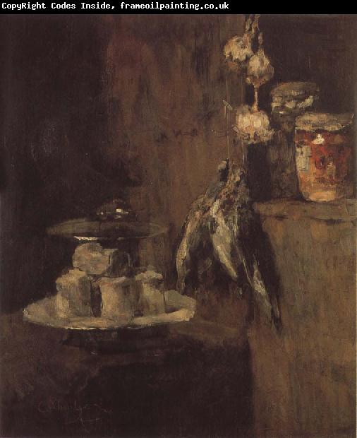 Karl Schuch Still Life with Partridges and Cheese